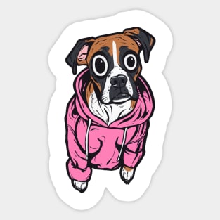 Boxer Dog Pink Hoodie Sticker